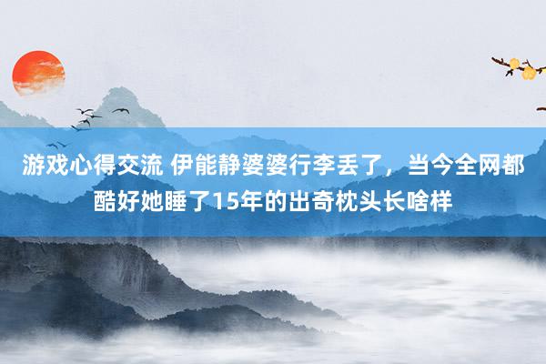 游戏心得交流 伊能静婆婆行李丢了，当今全网都酷好她睡了15年的出奇枕头长啥样