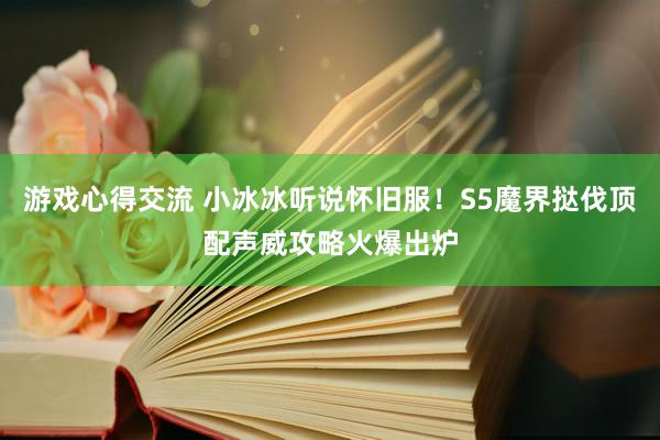 游戏心得交流 小冰冰听说怀旧服！S5魔界挞伐顶配声威攻略火爆出炉